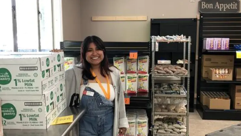 Susie Ortiz stands in the BNC food pantry. 
